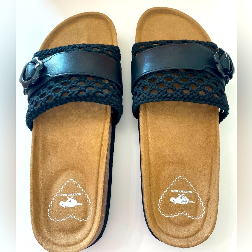 Women’s Rocket Dog Black Corded Buckle Slip-on Slide Platform Sandals Shoes 7-10 - Picture 4 of 10